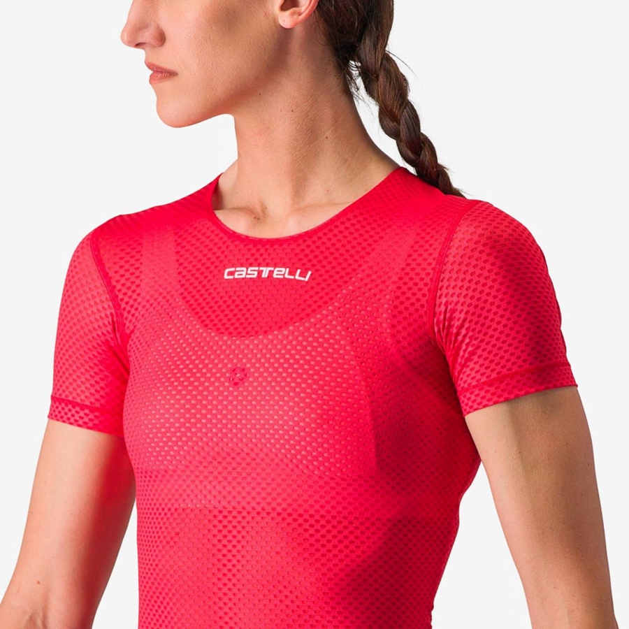 Women Castelli PRO MESH W SHORT SLEEVE Base Layer Red | TPC-730825