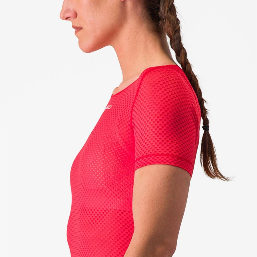 Women Castelli PRO MESH W SHORT SLEEVE Base Layer Red | TPC-730825