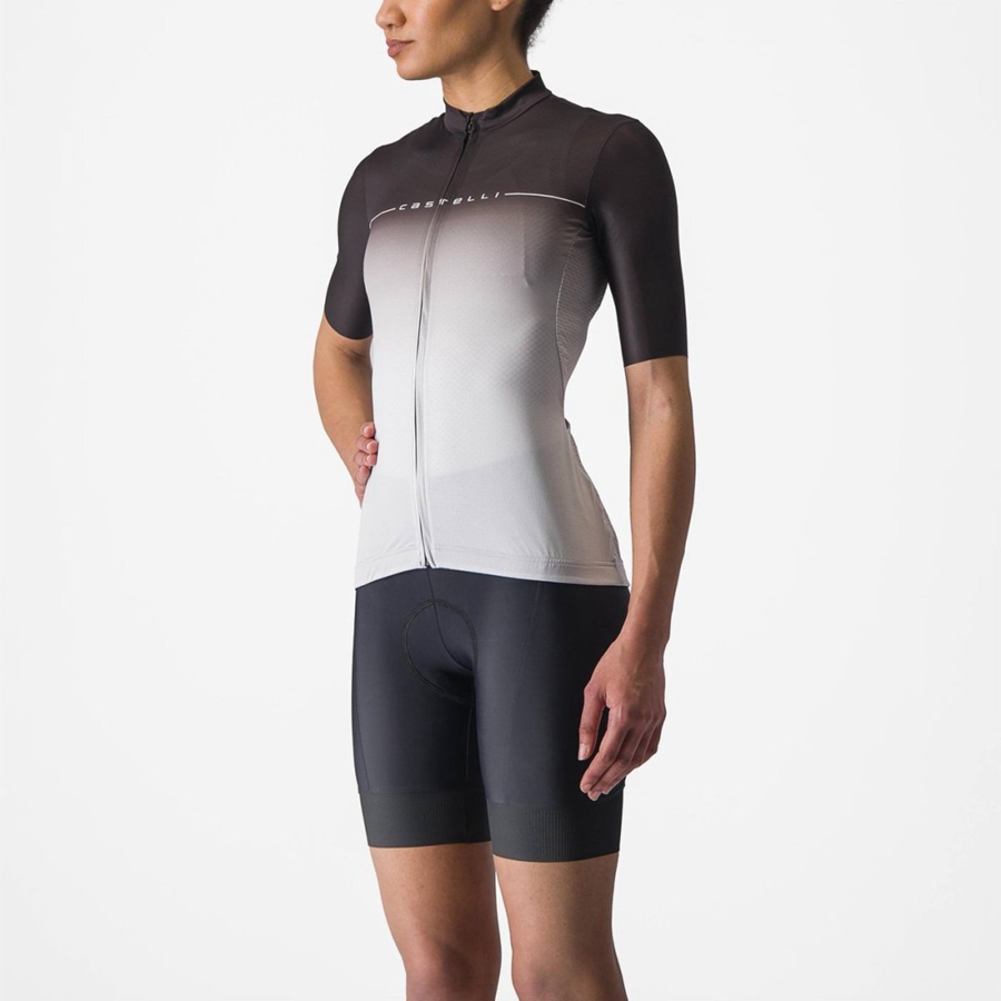 Women Castelli SALITA Jersey Black / Silver Grey / White | RFW-938174