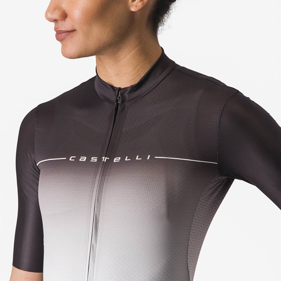 Women Castelli SALITA Jersey Black / Silver Grey / White | RFW-938174