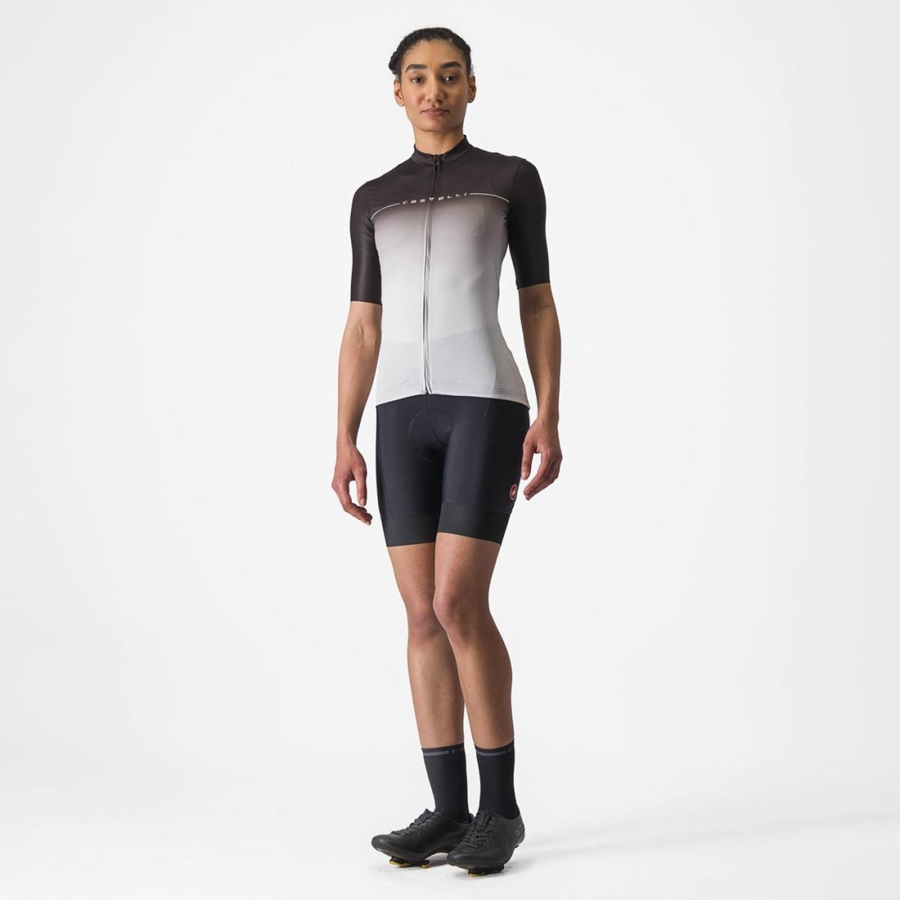 Women Castelli SALITA Jersey Black / Silver Grey / White | RFW-938174