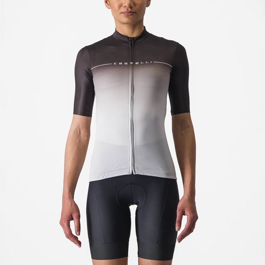 Women Castelli SALITA Jersey Black / Silver Grey / White | RFW-938174