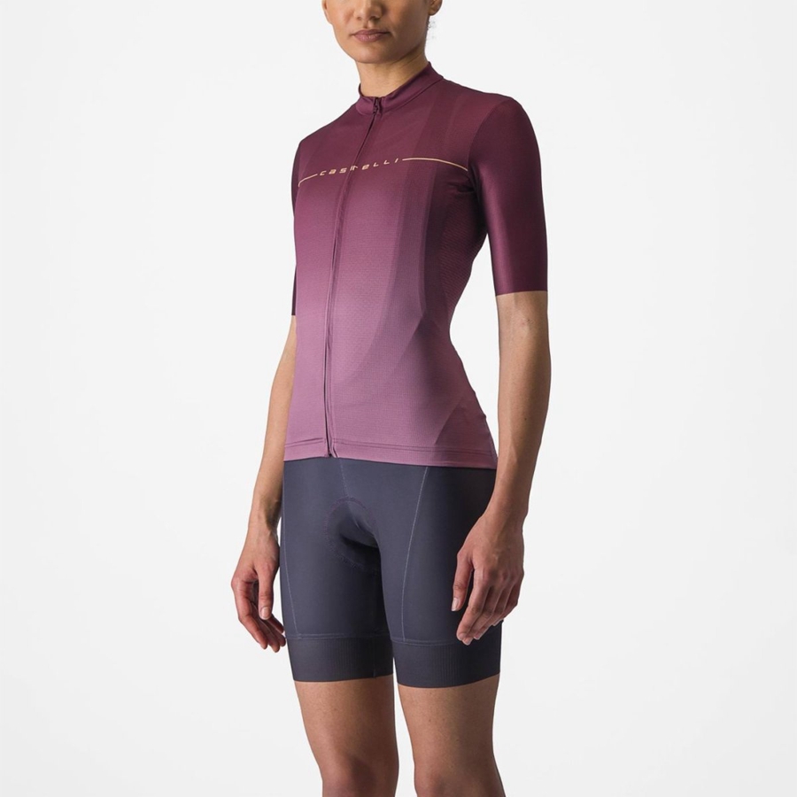 Women Castelli SALITA Jersey Deep Burgundy / Deep Purple | UOX-086742