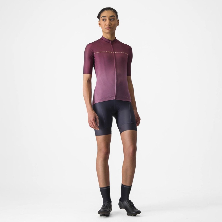 Women Castelli SALITA Jersey Deep Burgundy / Deep Purple | UOX-086742