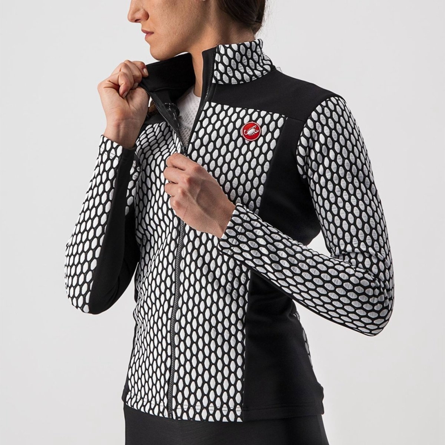 Women Castelli SFIDA 2 FZ Jersey Black / White | GKR-859310