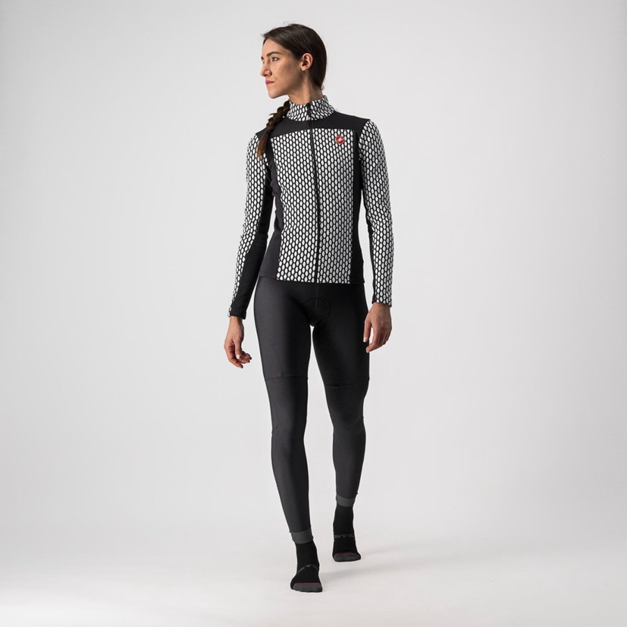 Women Castelli SFIDA 2 FZ Jersey Black / White | GKR-859310