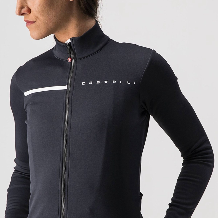 Women Castelli SINERGIA 2 FZ Jersey Black / White | RFX-564901