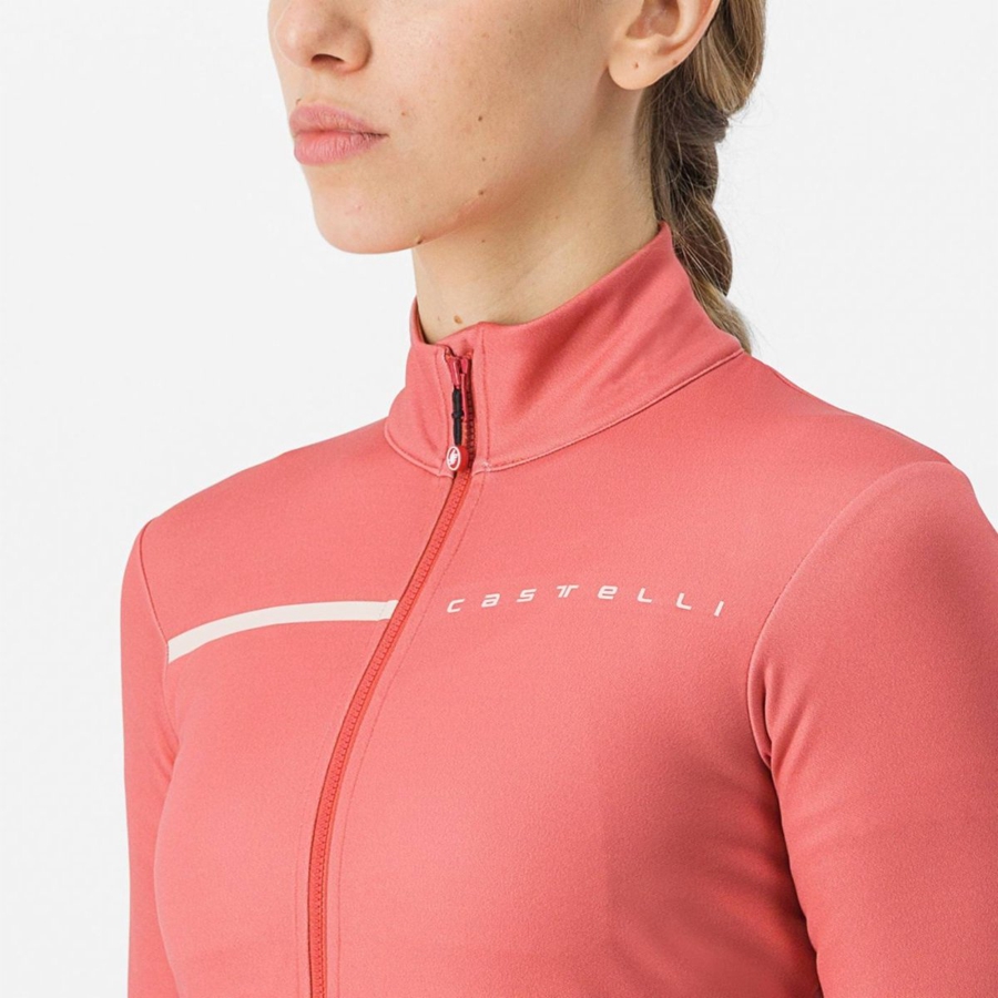 Women Castelli SINERGIA 2 FZ Jersey Red / Cream Pink | UJF-406725