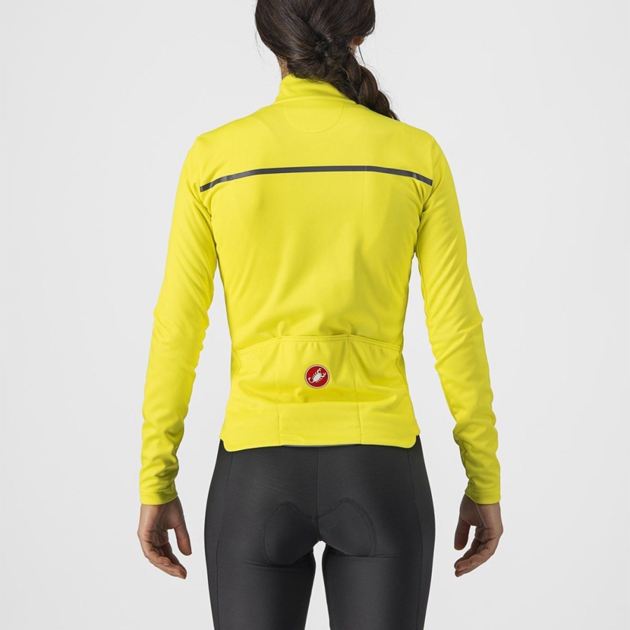 Women Castelli SINERGIA 2 FZ Jersey Yellow / Dark Grey | UJD-978260