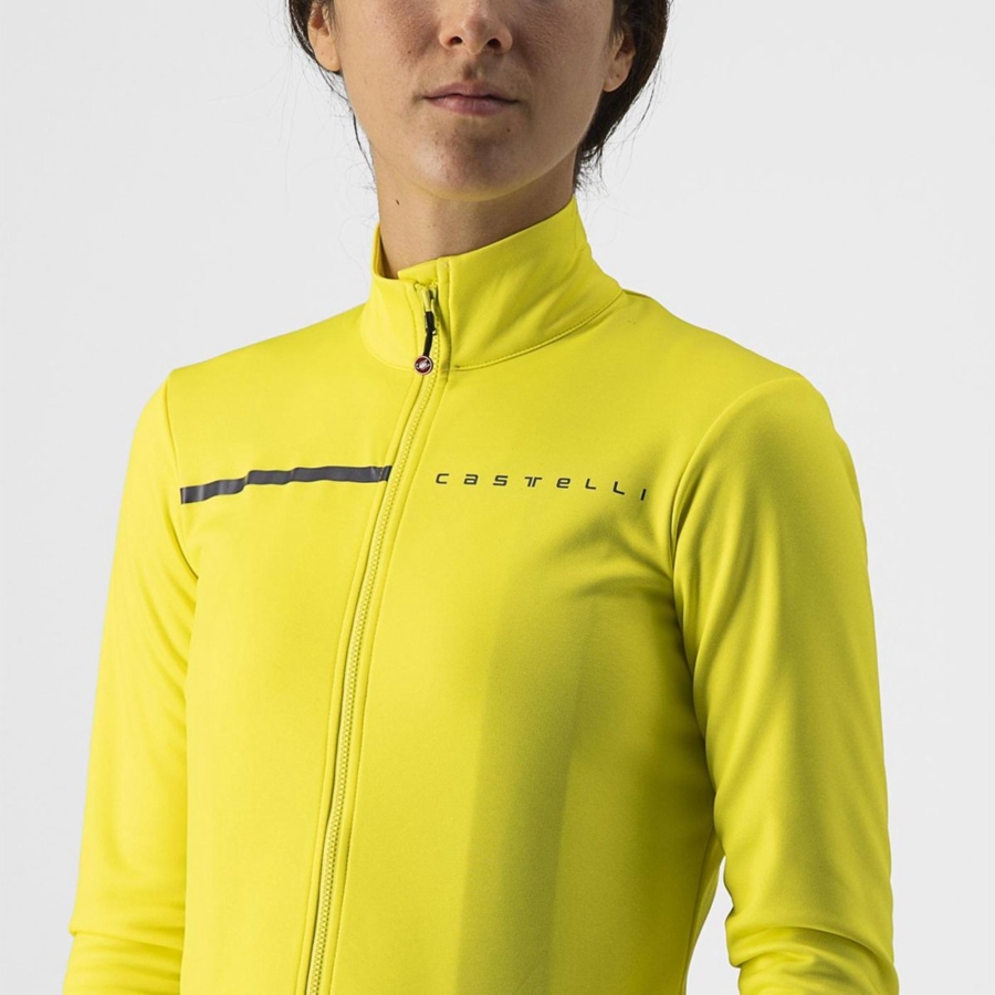 Women Castelli SINERGIA 2 FZ Jersey Yellow / Dark Grey | UJD-978260