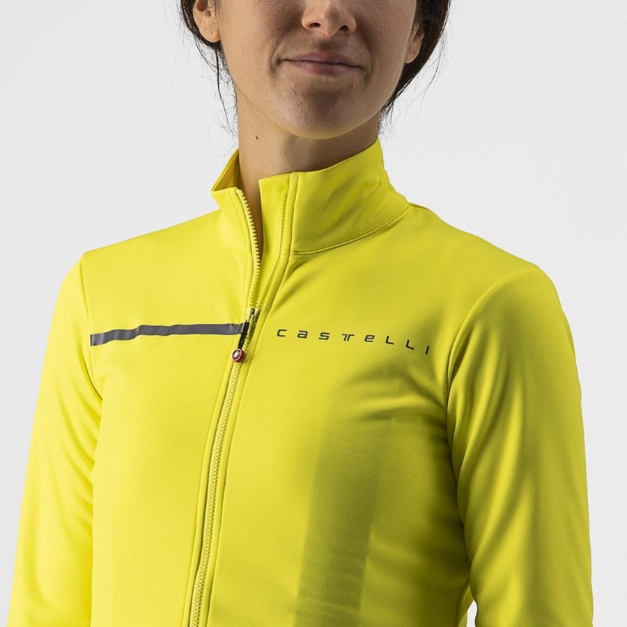 Women Castelli SINERGIA 2 FZ Jersey Yellow / Dark Grey | UJD-978260