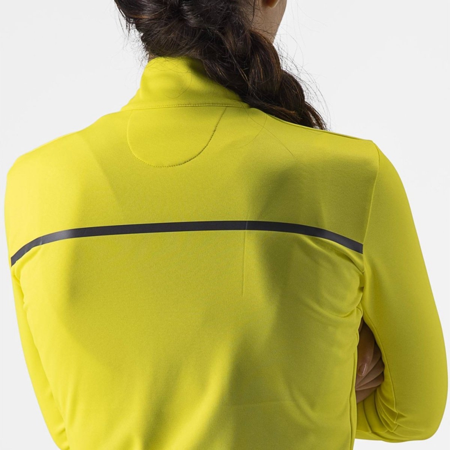 Women Castelli SINERGIA 2 FZ Jersey Yellow / Dark Grey | UJD-978260