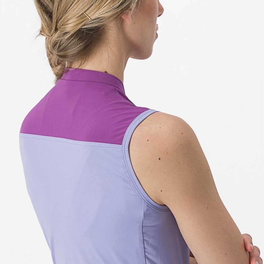 Women Castelli SOLARIS SLEEVELESS Jersey Purple White | FAD-972168