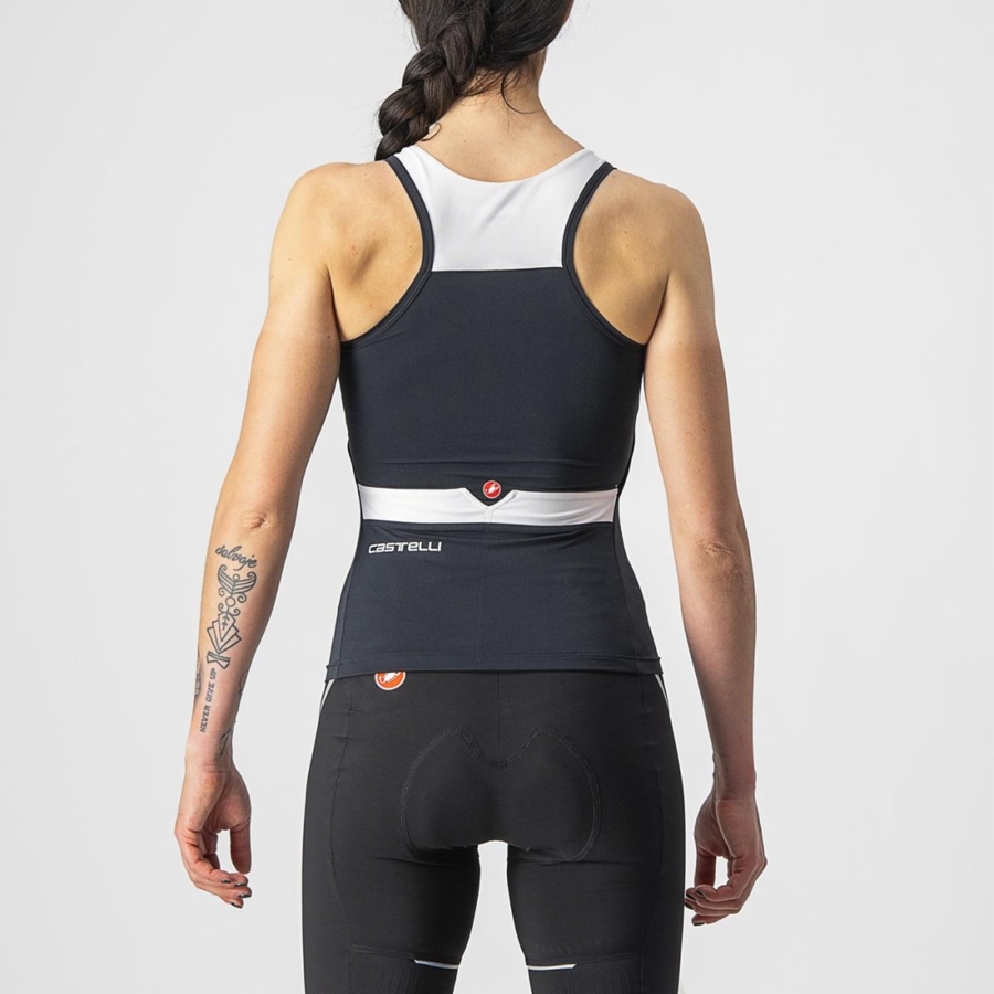 Women Castelli SOLARIS TOP Jersey Black / White | UWV-217453