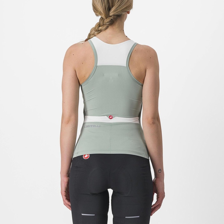 Women Castelli SOLARIS TOP Jersey Green / White | TCU-543891