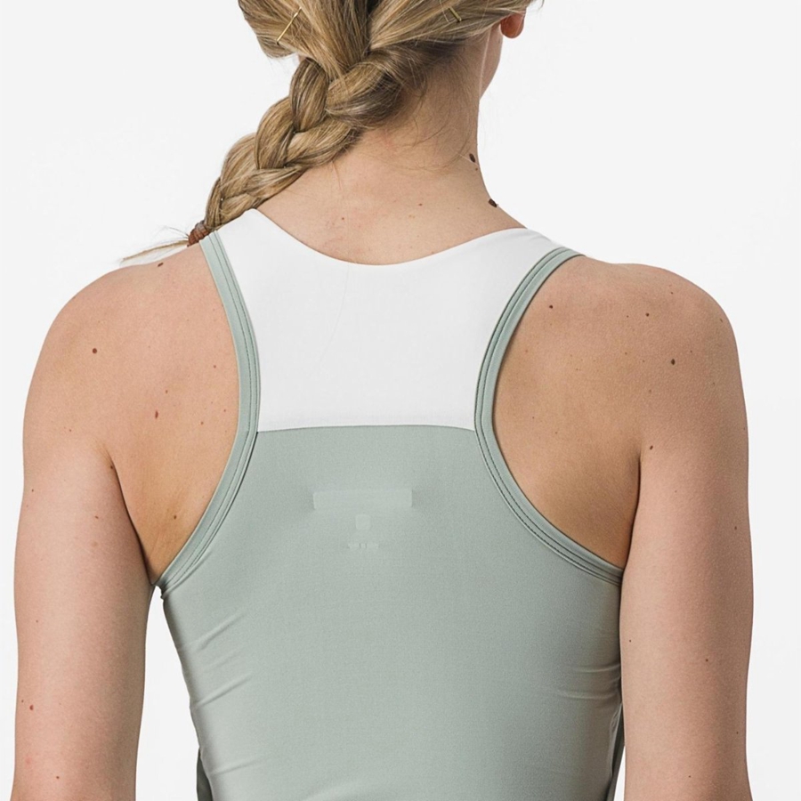 Women Castelli SOLARIS TOP Jersey Green / White | TCU-543891