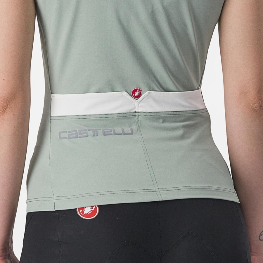 Women Castelli SOLARIS TOP Jersey Green / White | TCU-543891