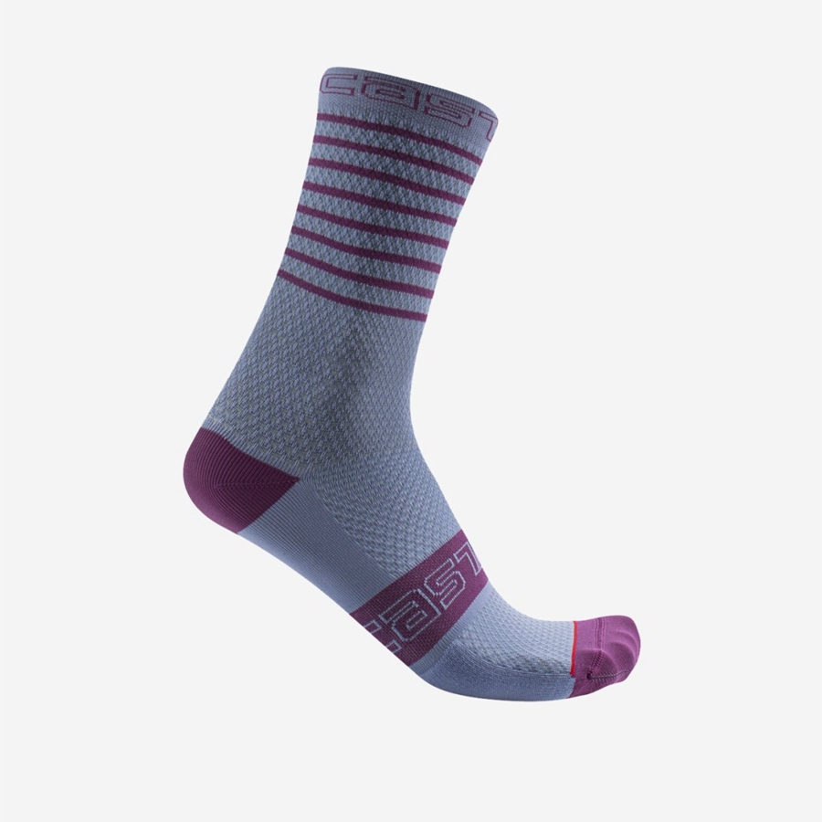 Women Castelli SUPERLEGGERA W 12 Socks Purple White | RLC-594627