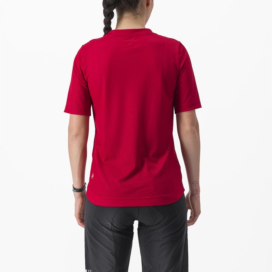 Women Castelli TRAIL TECH 2 W TEE Jersey Dark Red | TKL-513760