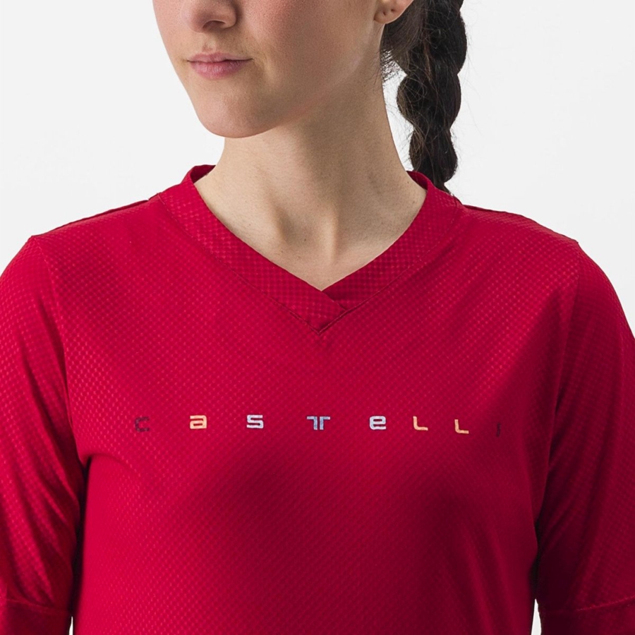 Women Castelli TRAIL TECH 2 W TEE Jersey Dark Red | TKL-513760