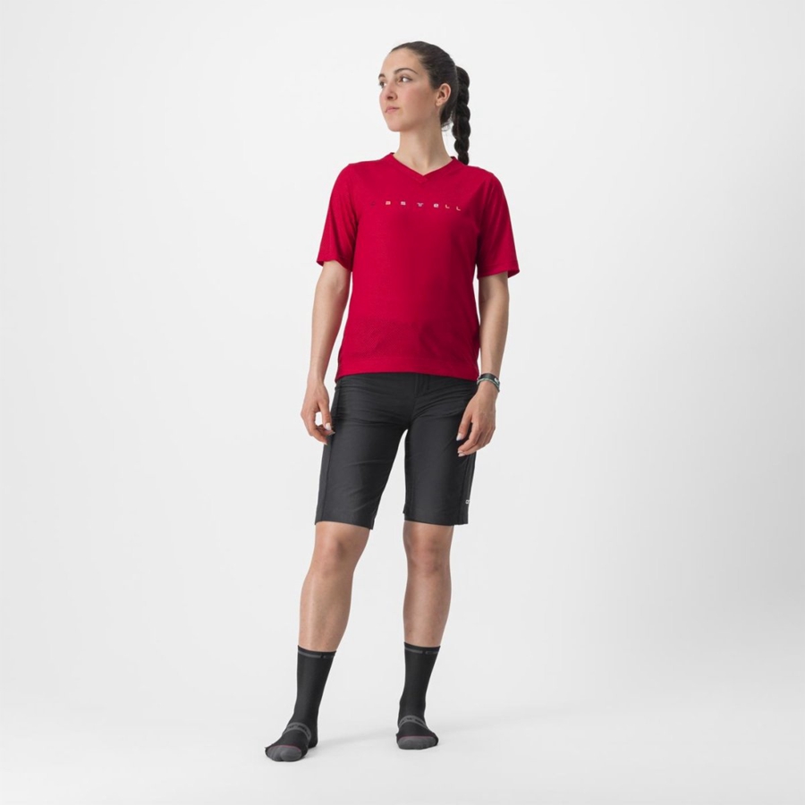 Women Castelli TRAIL TECH 2 W TEE Jersey Dark Red | TKL-513760