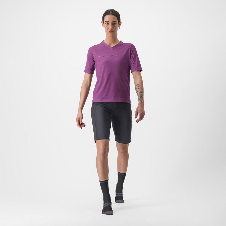 Women Castelli TRAIL TECH 2 W TEE Jersey Purple | MKV-586931