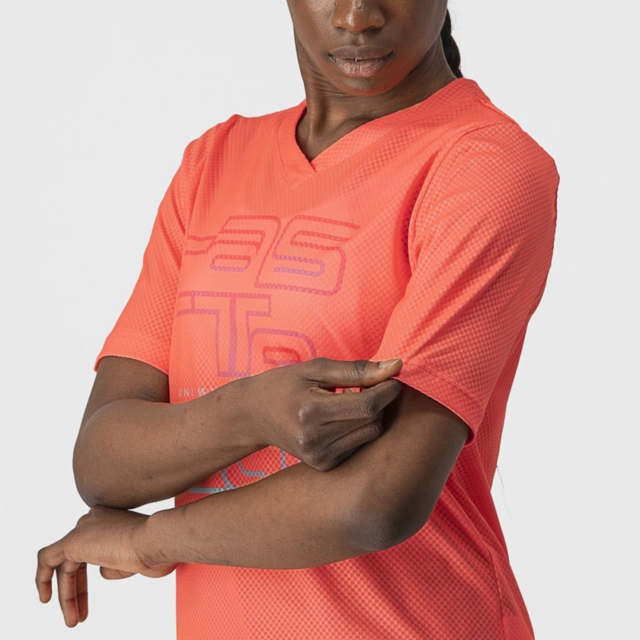 Women Castelli TRAIL TECH W TEE Jersey Coral | CWH-801547