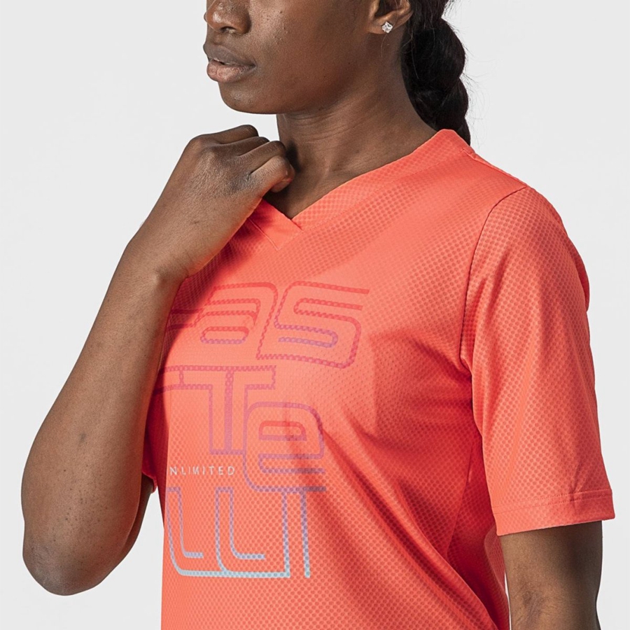 Women Castelli TRAIL TECH W TEE Jersey Coral | CWH-801547