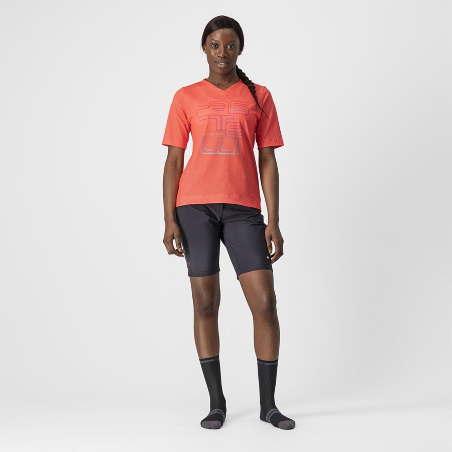 Women Castelli TRAIL TECH W TEE Jersey Coral | CWH-801547