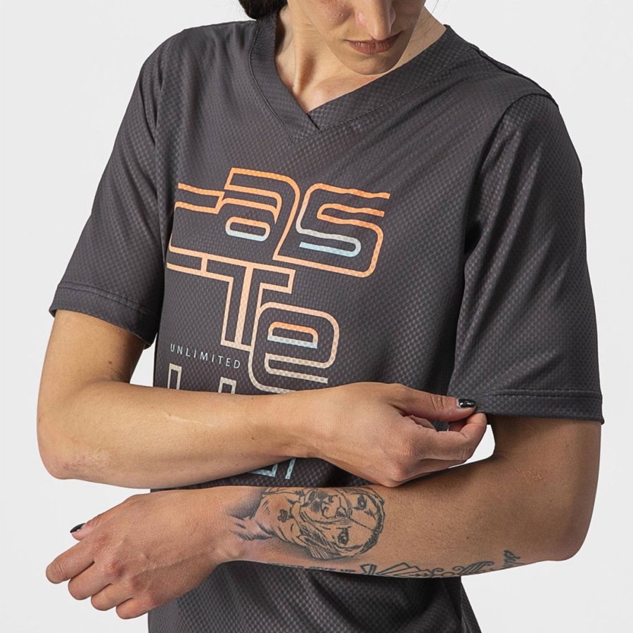 Women Castelli TRAIL TECH W TEE Jersey Dark Grey | RZL-734958