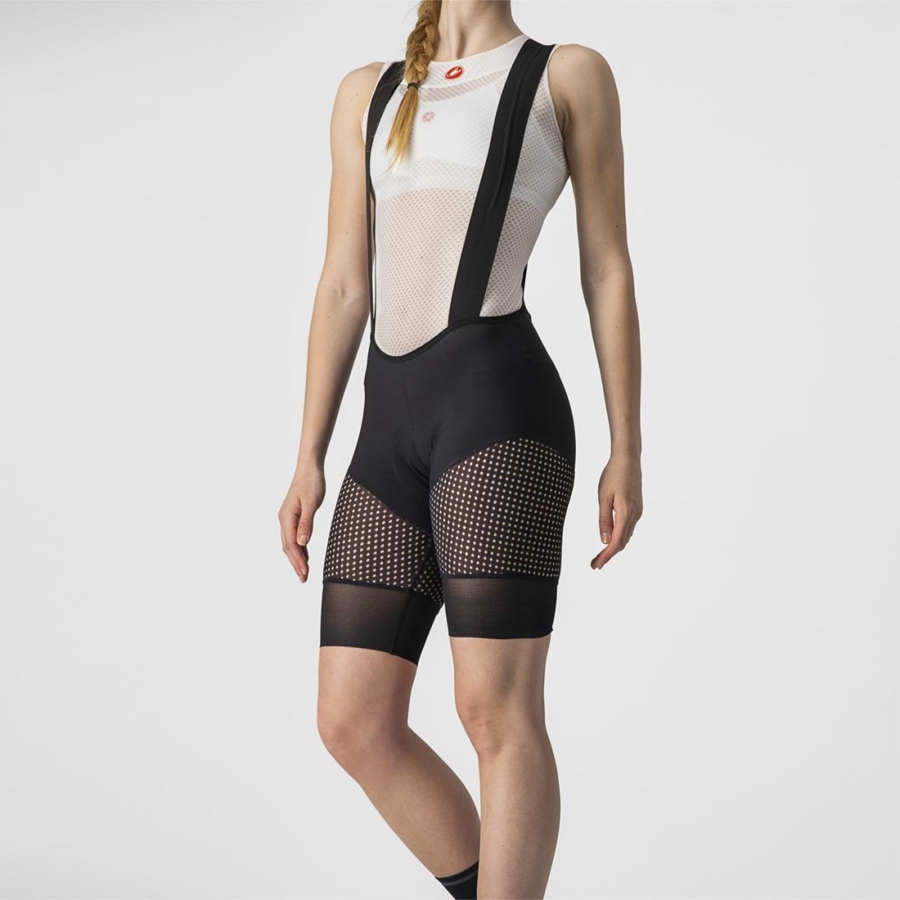 Women Castelli UNLIMITED DT W LINER Bib Shorts Black | VEB-357206