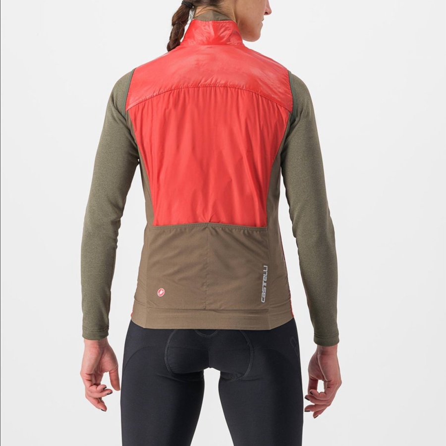 Women Castelli UNLIMITED W PUFFY Vest Red / Silver Grey | OGM-172309