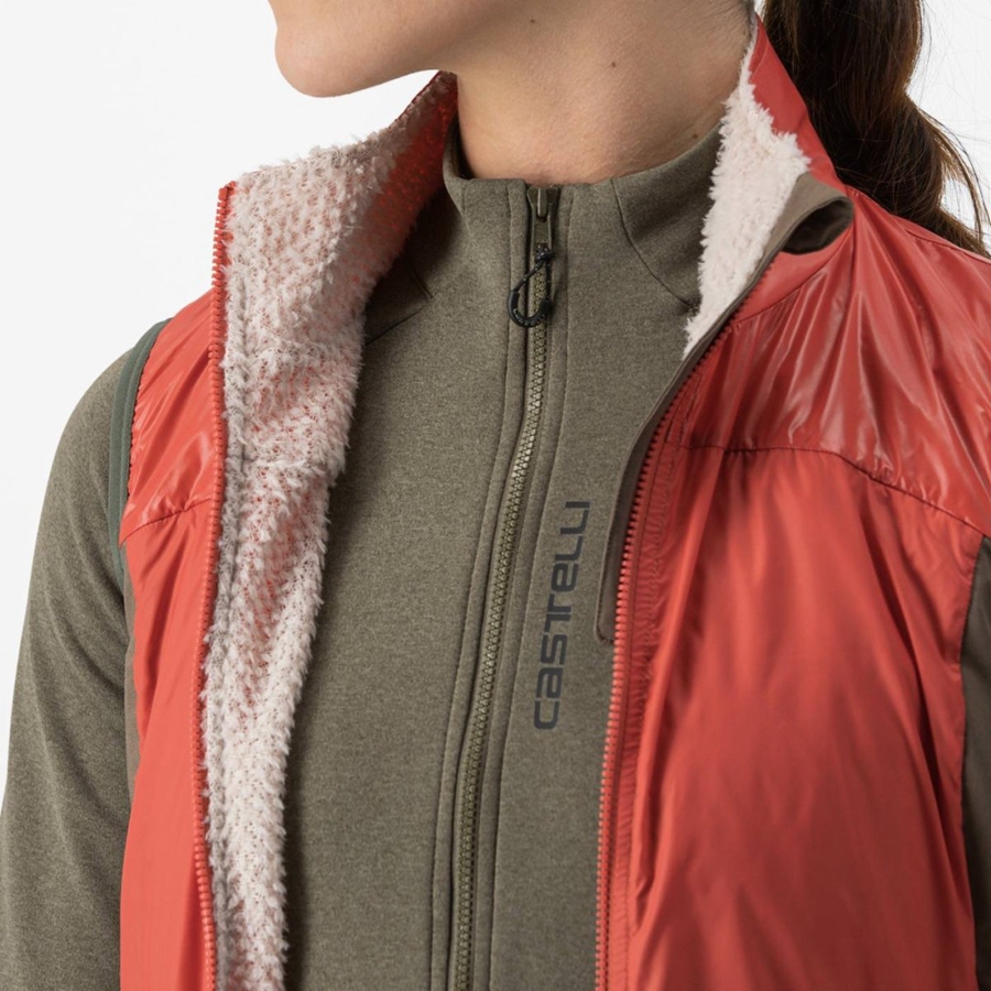 Women Castelli UNLIMITED W PUFFY Vest Red / Silver Grey | OGM-172309