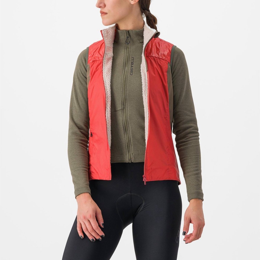 Women Castelli UNLIMITED W PUFFY Vest Red / Silver Grey | OGM-172309