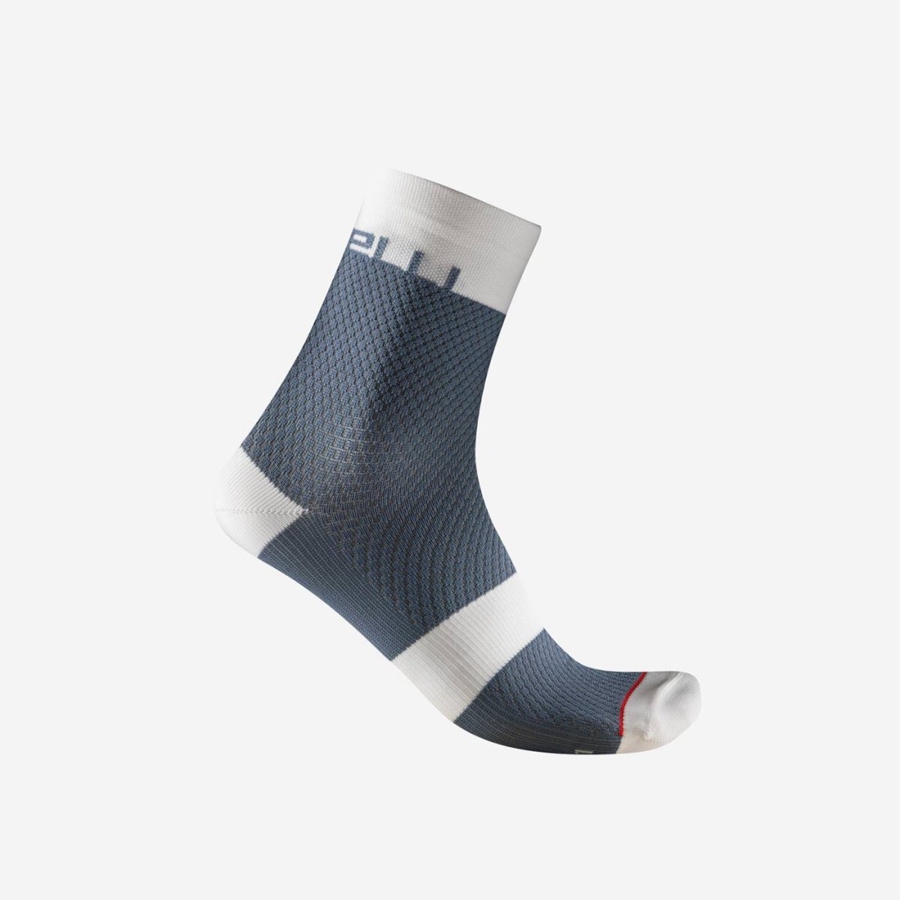 Women Castelli VELOCISSIMA 12 Socks Light Grey Blue / White | FOJ-237619