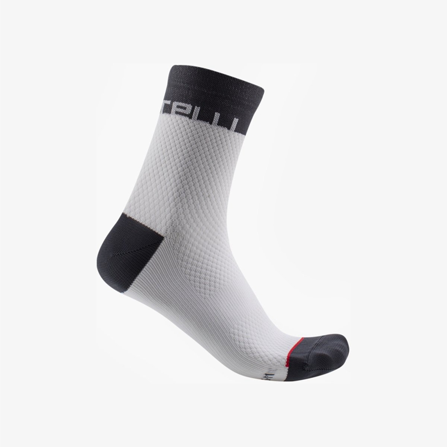 Women Castelli VELOCISSIMA 12 Socks White / Dark Grey | MRF-917236