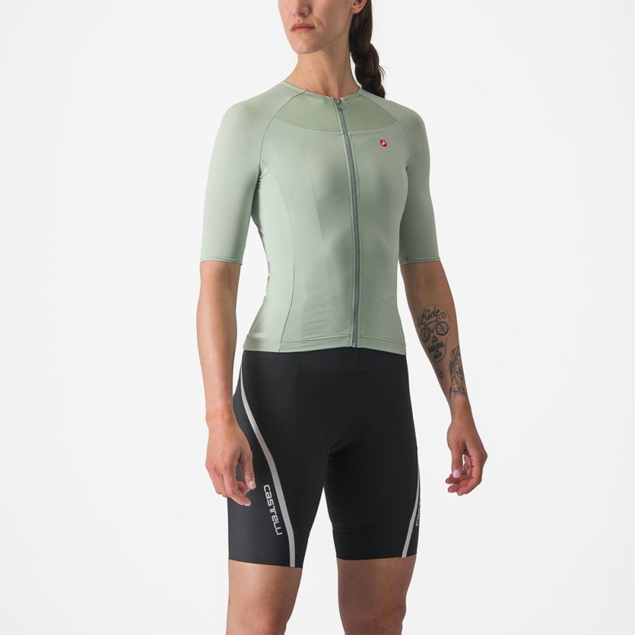 Women Castelli VELOCISSIMA 2 Jersey Green / Blue | OQW-851326