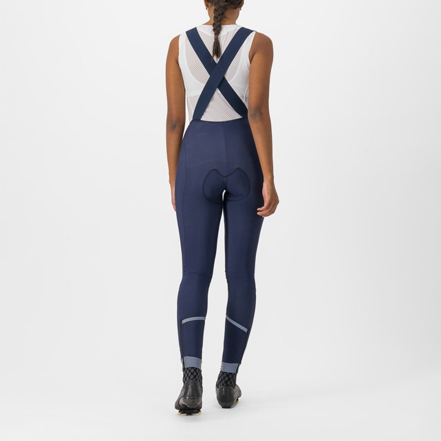 Women Castelli VELOCISSIMA DT Bib Tights Blue / Silver | PYQ-867925