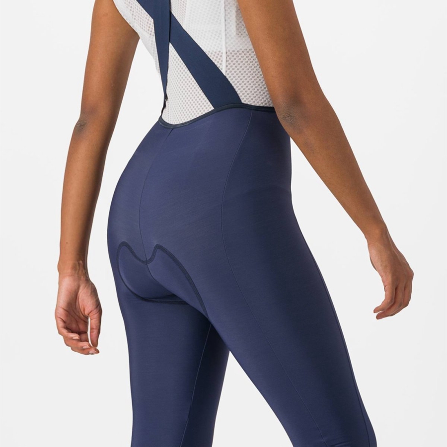 Women Castelli VELOCISSIMA DT Bib Tights Blue / Silver | PYQ-867925