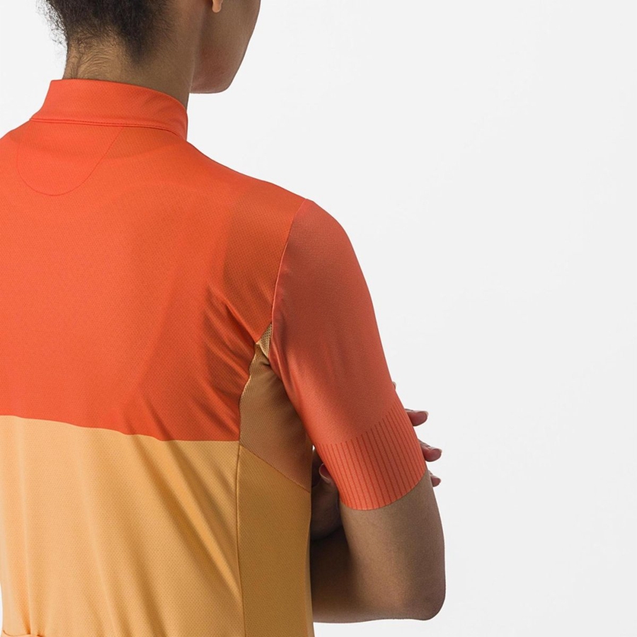 Women Castelli VELOCISSIMA Jersey Orange / Deep Red | BRQ-483756