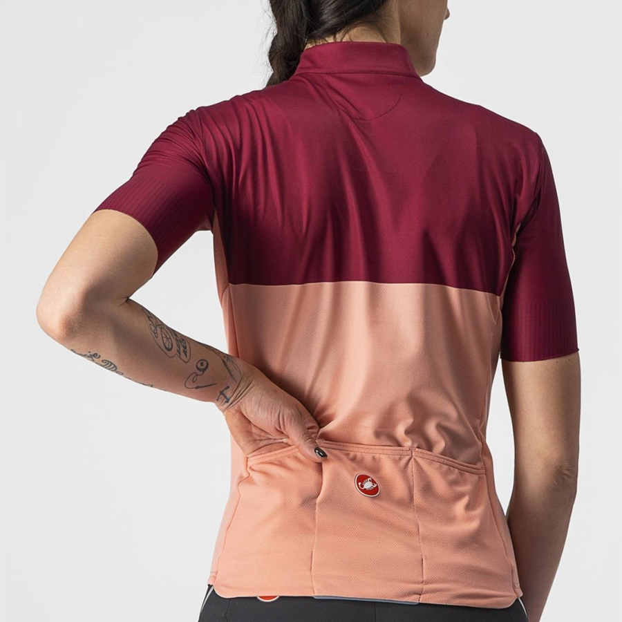 Women Castelli VELOCISSIMA Jersey Pink / Burgundy | QKC-396871