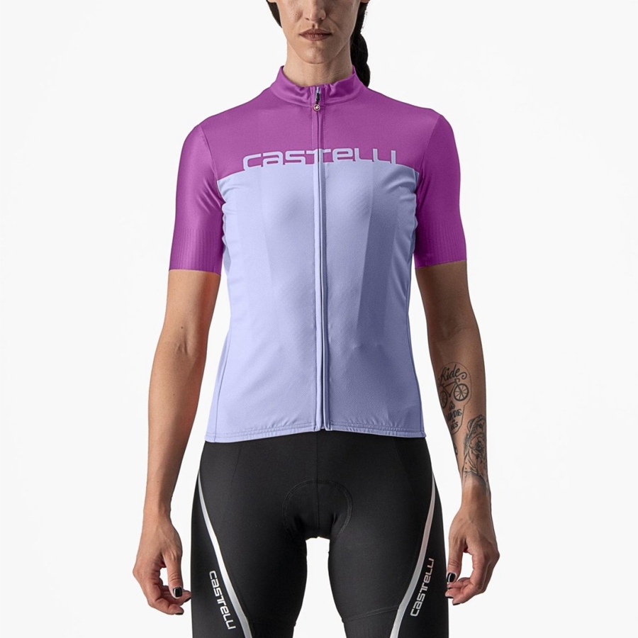 Women Castelli VELOCISSIMA Jersey Purple White | CDI-150462