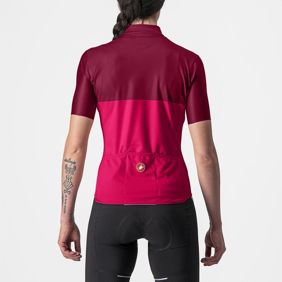 Women Castelli VELOCISSIMA Jersey Red / Burgundy | EQT-372841