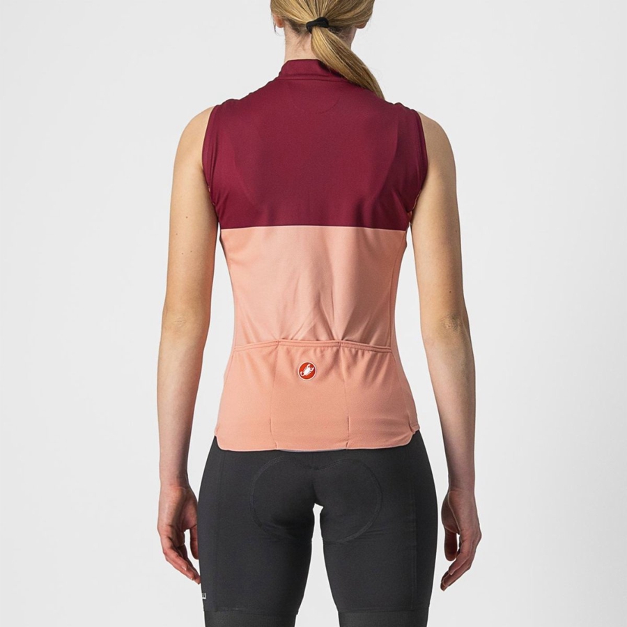 Women Castelli VELOCISSIMA SLEEVELESS Jersey Pink / Burgundy | VEW-618425