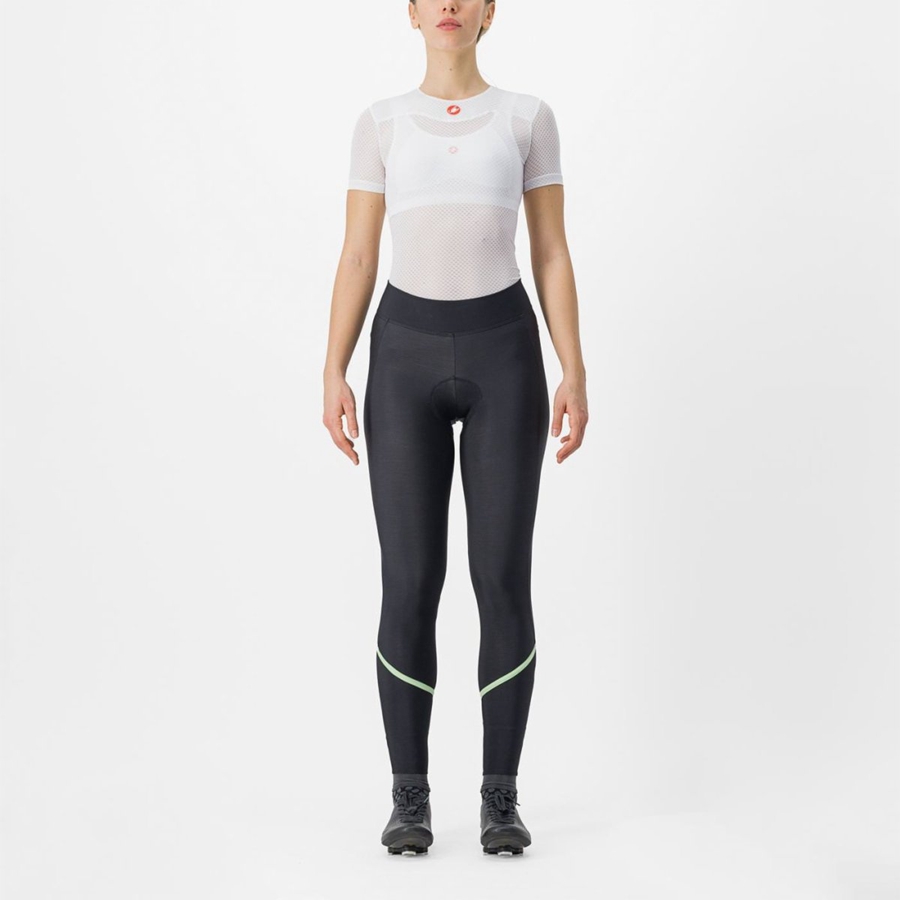 Women Castelli VELOCISSIMA THERMAL Leggings Black / Mint / Black | TKE-579836