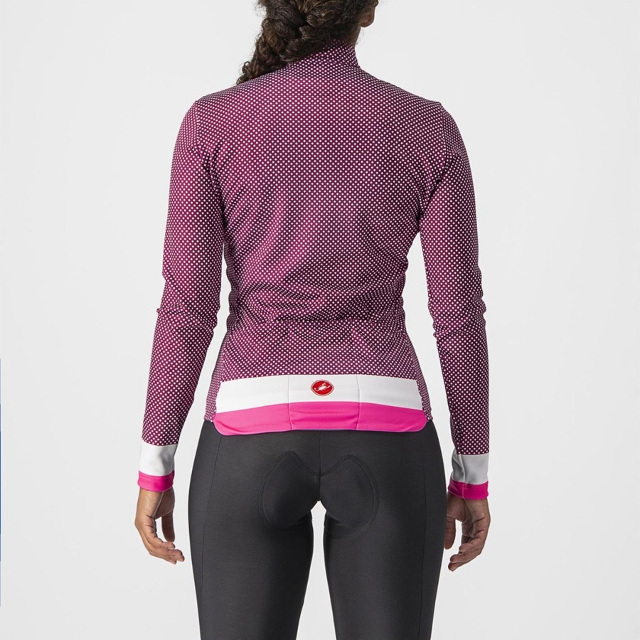 Women Castelli VOLARE LS Jersey White / Pink | WLE-481390